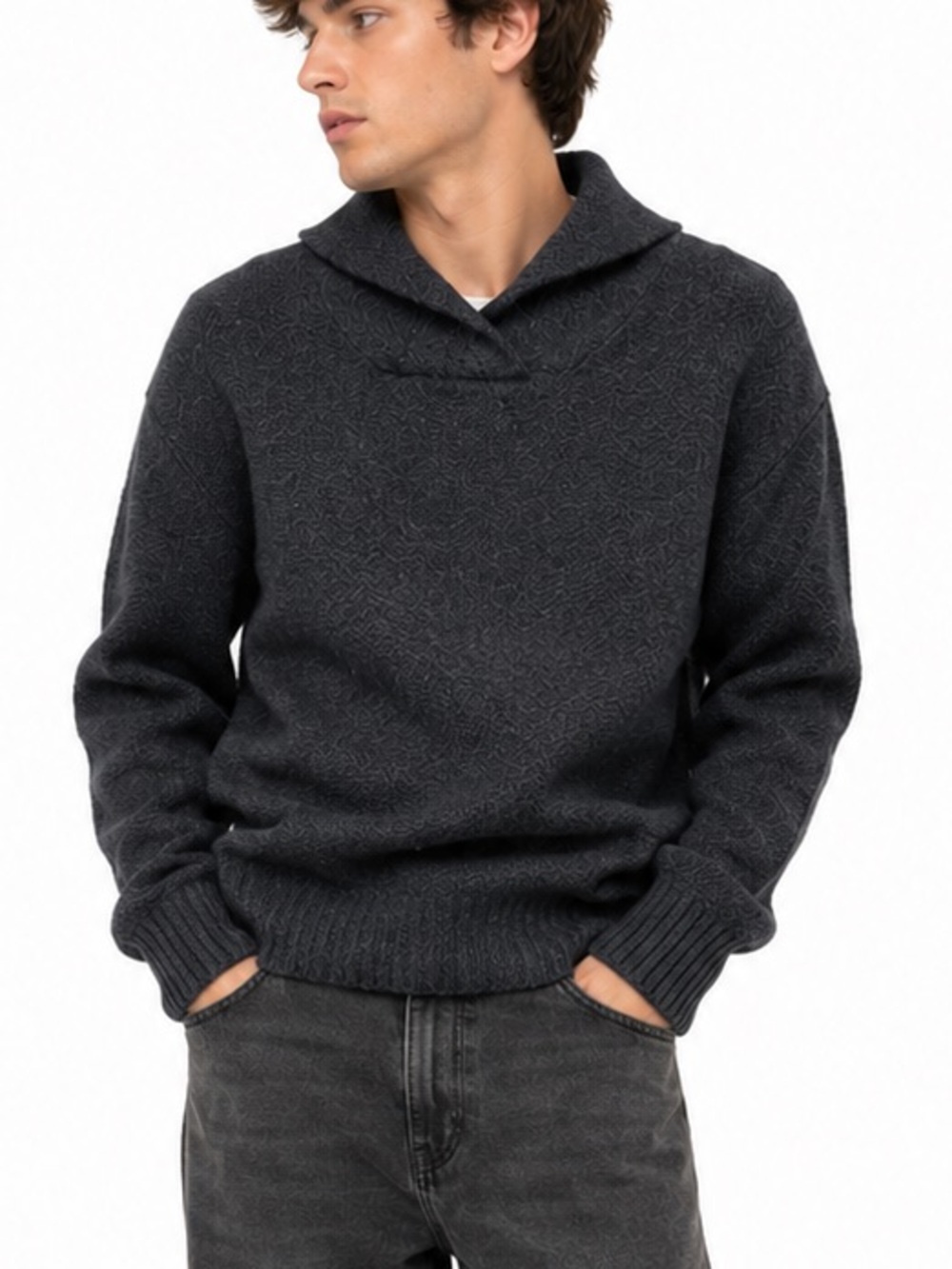 Daniele Blasi Wool-Blend Shawl Collar Sweater